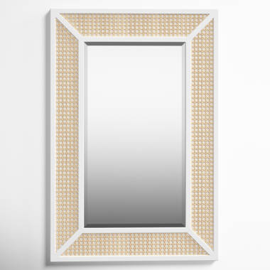 Gemi Metal/Wood/Cane Rectangle Wall Mirror